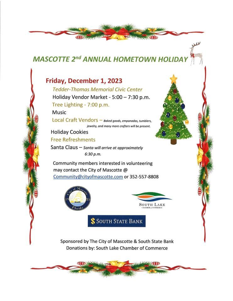 City of Mascotte Tree Lighting and Holiday Market, Mascotte Civic