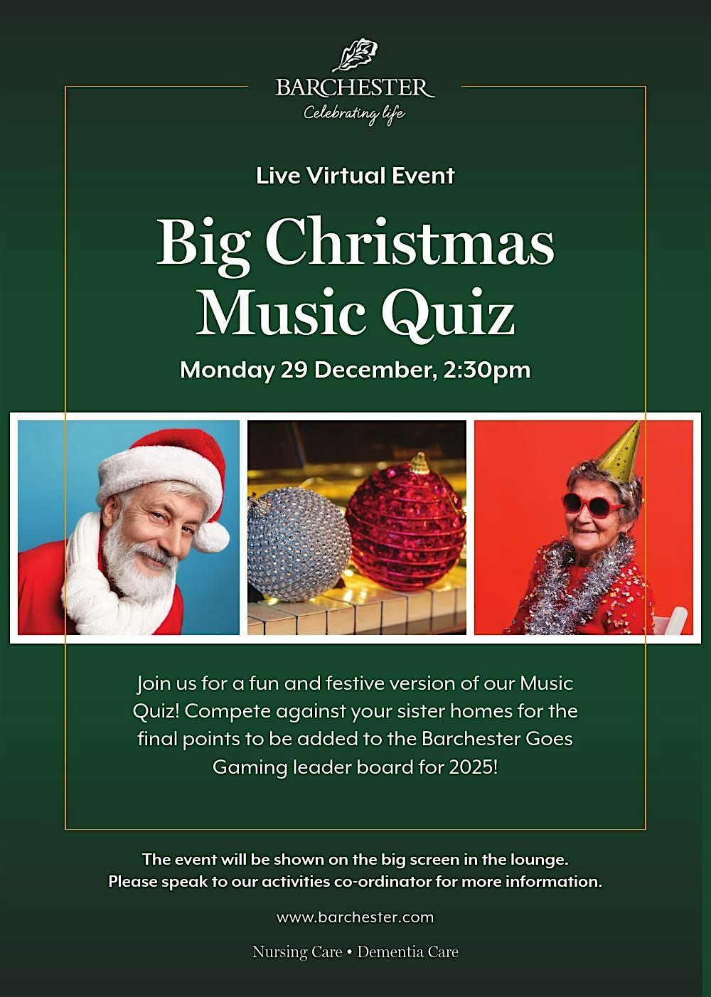 Barchesters Virtual Live Event - Big Christmas Music Quiz, Barchester ...