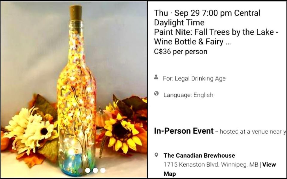 Paint Nite with Monique Wine Bottle/Fairy Lights! Fall Trees, The