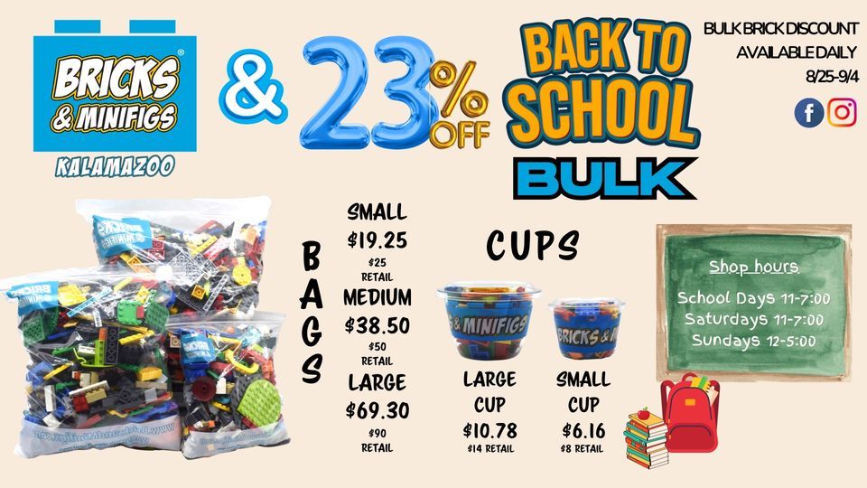 Bricks & Minifigs Kalamazoos Second Annual Back to School Bulk Sale