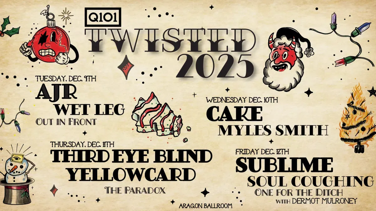 2025 Q101 Twisted Xmas - CAKE at Byline Bank Aragon Ballroom, 10 December | Event in Chicago | AllEvents
