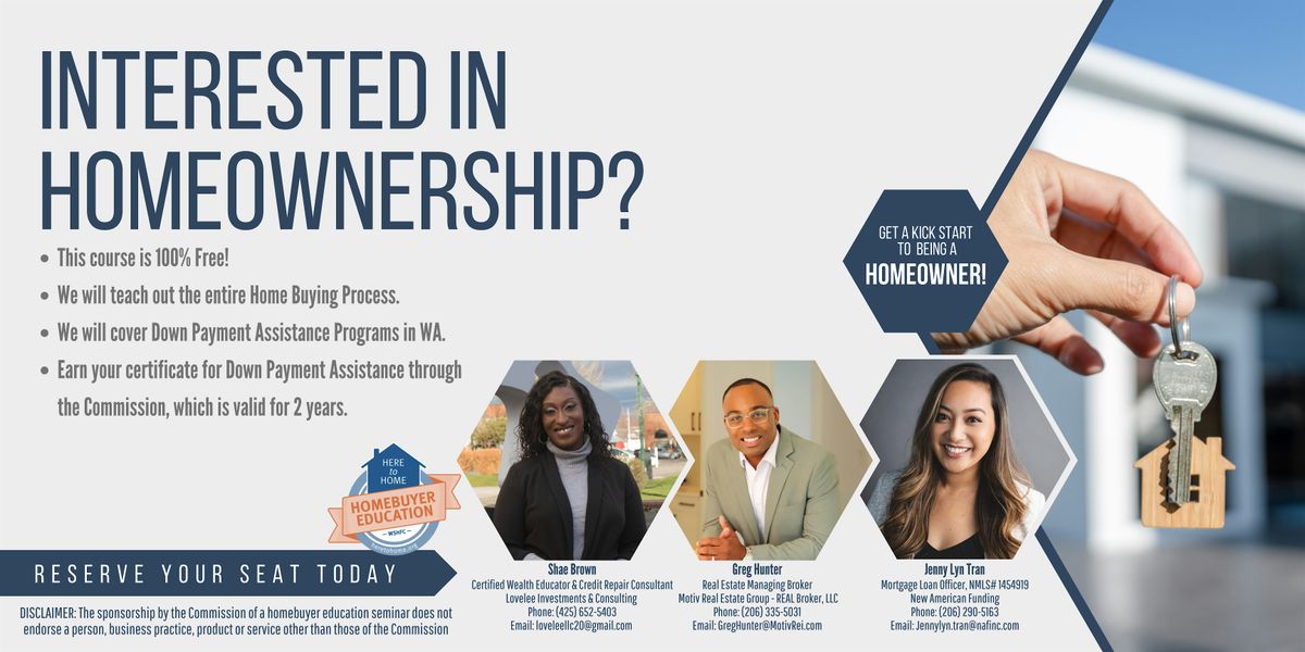 FREE First-Time Homebuyer Education Class: Down Payment Assistance in WA, 27 December | Event in Renton | AllEvents