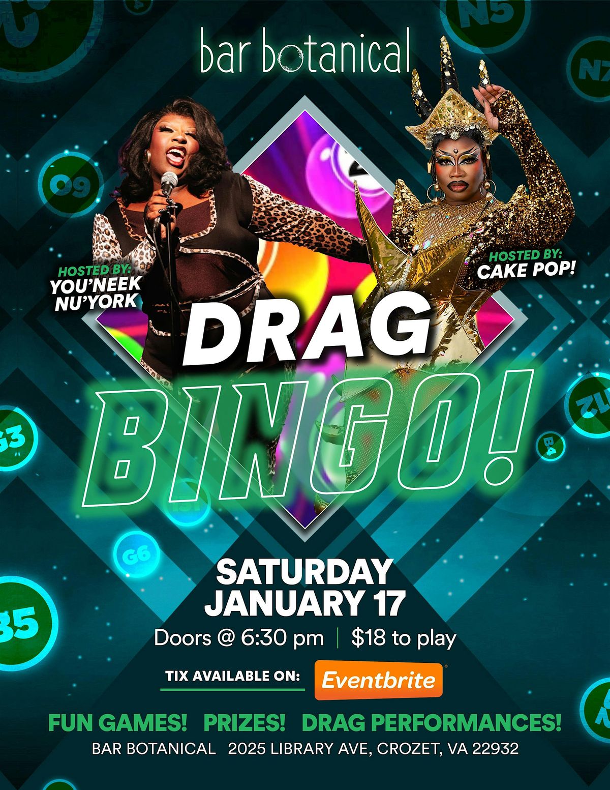 Bar Botanical Drag Bingo, 17 January | Event in Crozet | AllEvents