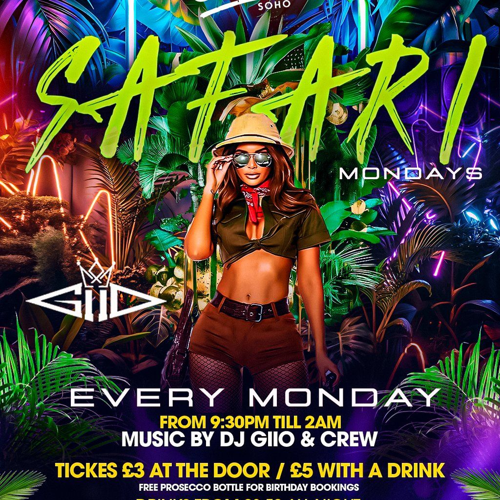 SATARI Monday's  FREE Entry B4 9pm, 15 September | Event in London | AllEvents