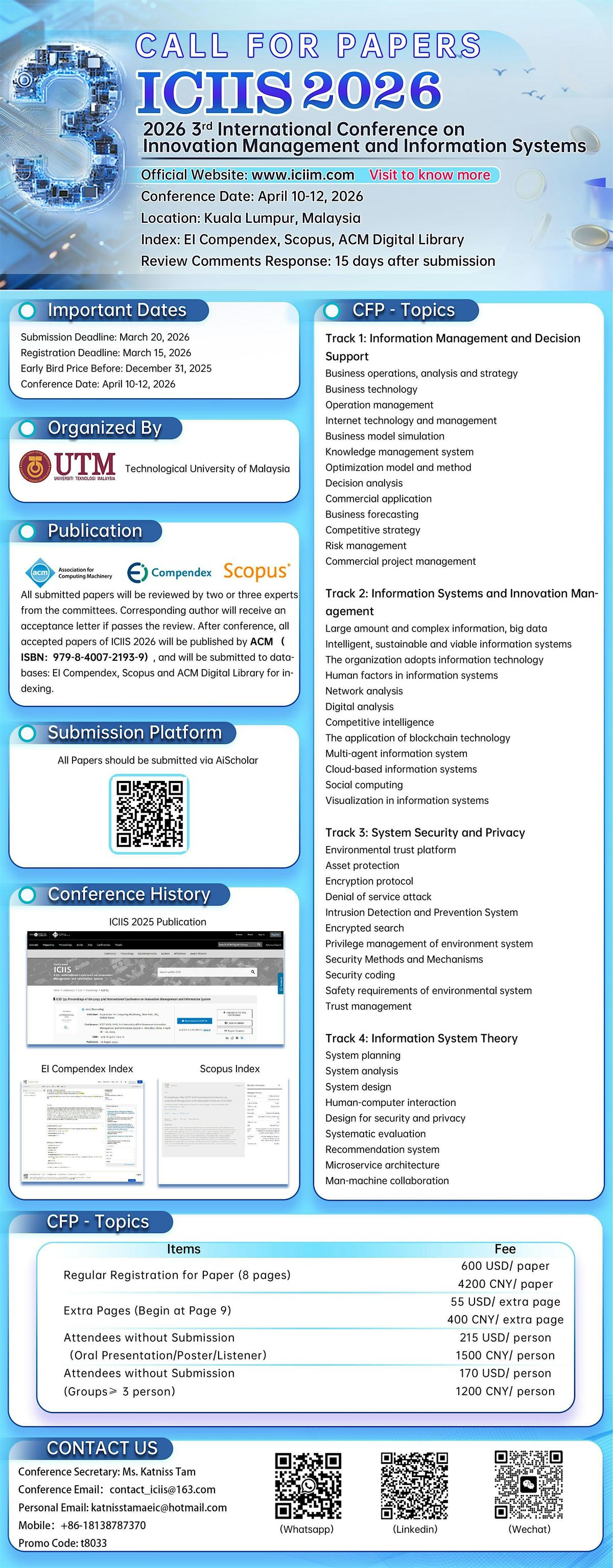 2026 3rd Intl Conference on Innovation Management and Information Systems,  Kuala Lumpur, 10 April to 12 April | AllEvents