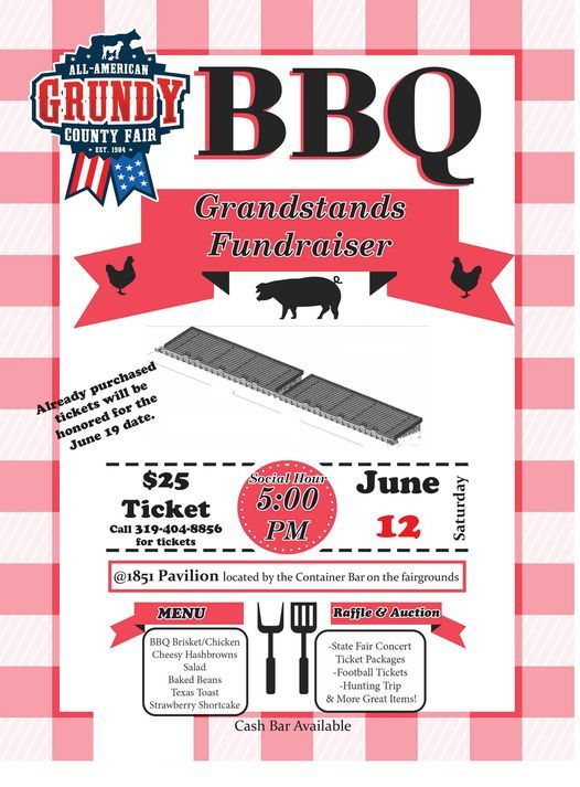 Bbq Grandstands Fundraiser June 12 Grundy County Fairgrounds June 12 2021 Allevents In Iowa County Fair 2022 Calendar