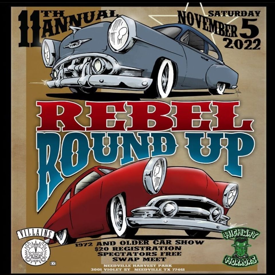 Rebel Roundup Car Show and Swapmeet, 3001 Violet St, Needville, TX