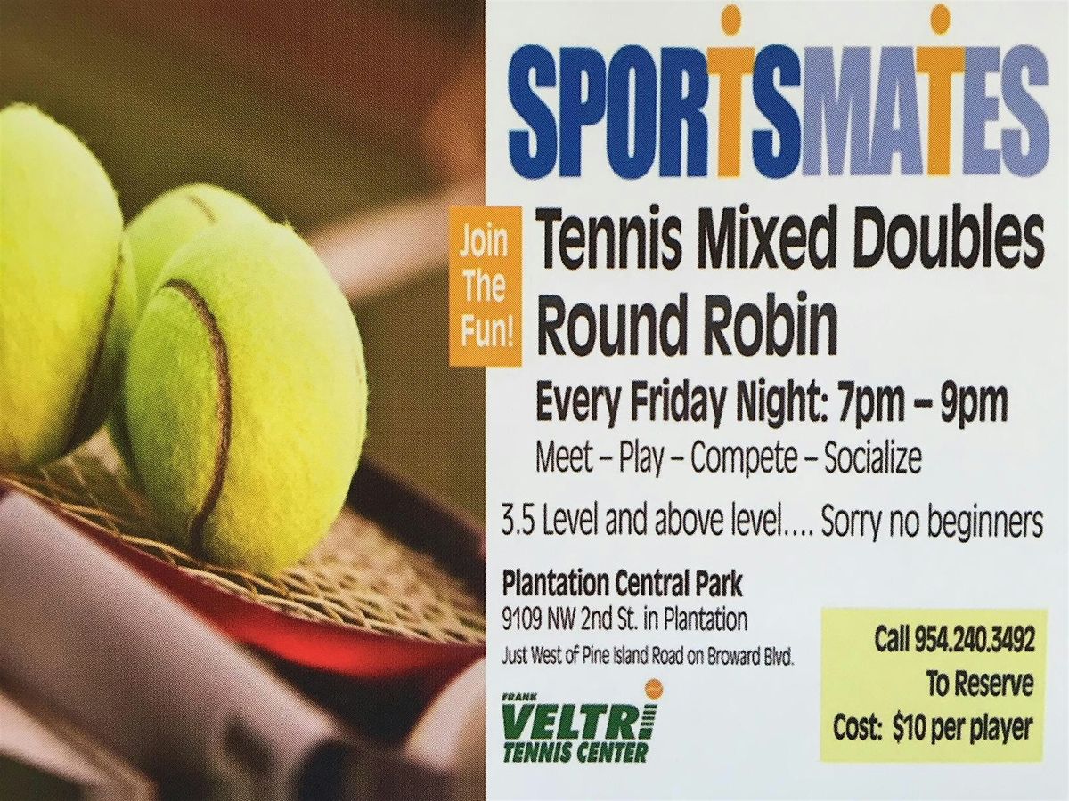 Sportsmates Tennis Friday Night Tennis Round Robin, 12 December | Event in Plantation | AllEvents