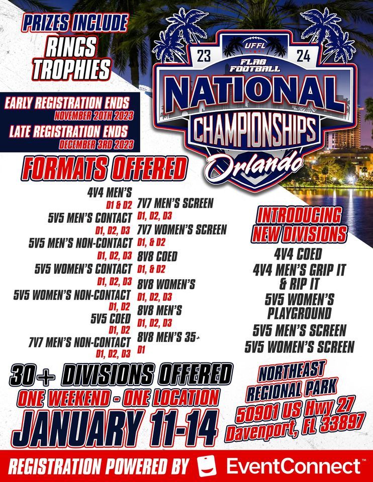 UFFL NATIONALS , Northeast Regional Park, Davenport, January 11 to