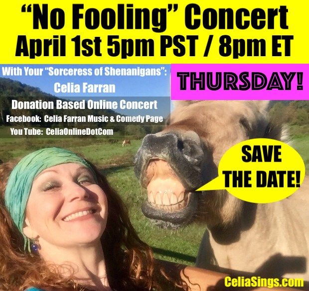 SAVE THE DATE Donation Based Online "No Fooling" Comedy Concert with Celia Farran, 2 April | AllEvents.in