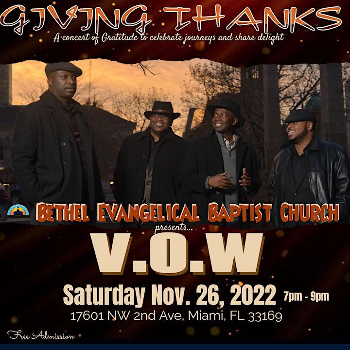 Thanksgiving Concert With Vow (Voice Of Worship), 17601 Nw 2Nd Ave, Miami  Gardens, November 26 2022 | Allevents.in