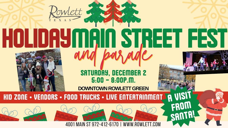 Holiday Main Street Fest and Parade, Downtown Rowlett, 2 December 2025