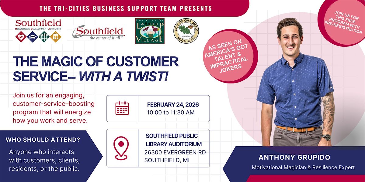The Magic of Hope - Customer Service with a Twist!, 24 February | Event in Southfield | AllEvents
