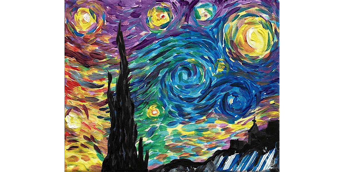 A Rainbow Take on Starry Night - Paint and Sip in San Antonio | Classpop!™, 17 January | Event in San Antonio