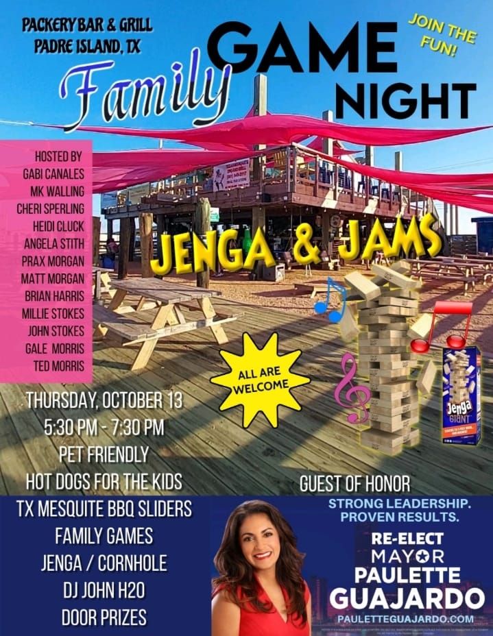 Family Game Night with Mayor Paulette Guajardo, Packery Bar and Grill