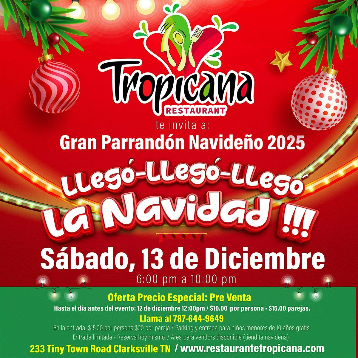 Gran Parrandón Navideño: Llegó Llegó Llegó La Navidad, 13 December | Event in Clarksville | AllEvents