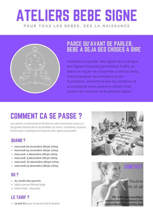 Session De 6 Ateliers Bebe Signe Au Jardin Des Parents Au Jardin Des Parents Noumea December 23 Allevents In