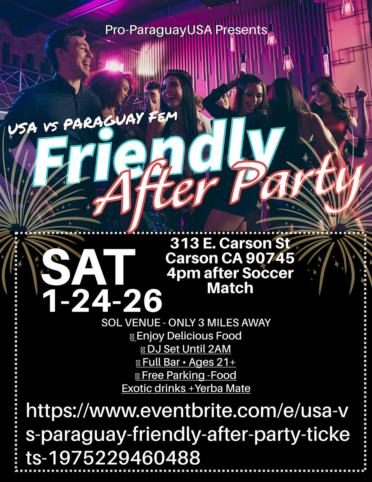 USA vs Paraguay Friendly After Party, 24 January | Event in Carson | AllEvents