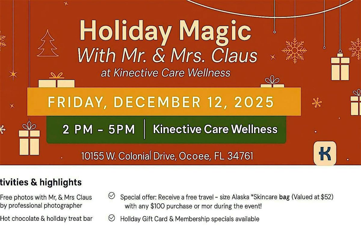 Holiday Magic with Mr. & Mrs. Claus at Kinective Care Wellness, 12 December | Event in Ocoee | AllEvents