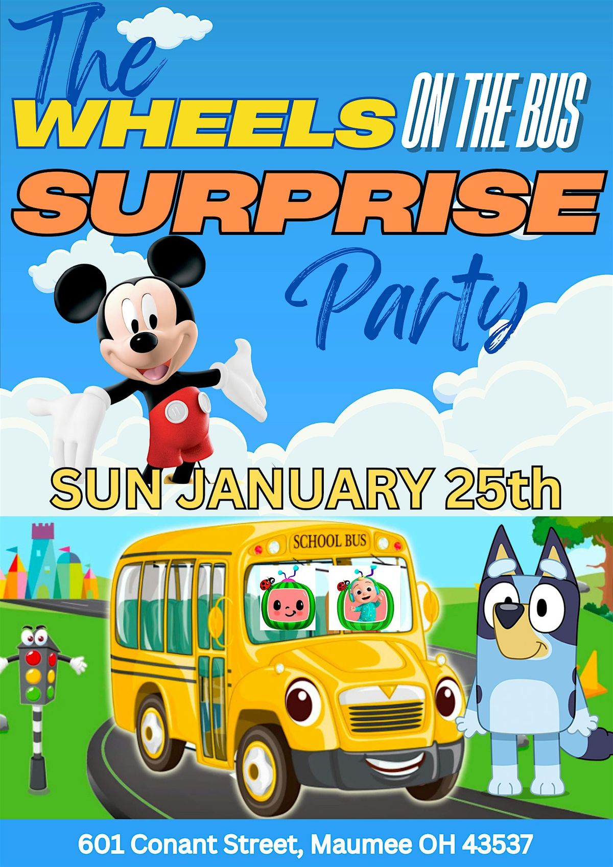 The Wheels On The Bus Surprise Party!, 25 January | Event in Maumee | AllEvents