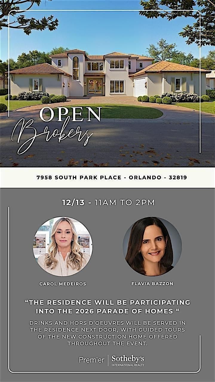 Bay Hill New Construction  | Broker’s Open, 13 December | Event in Orlando | AllEvents