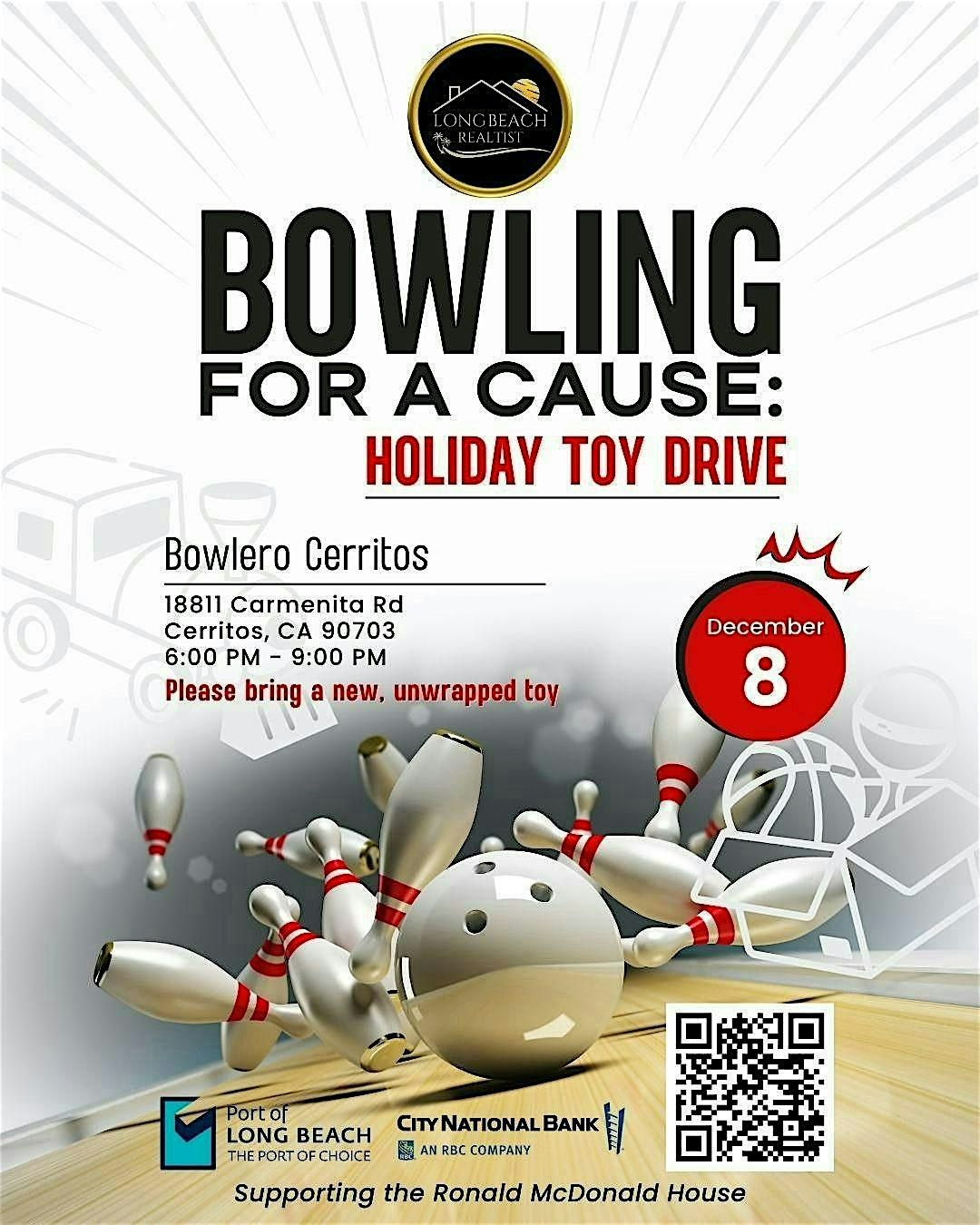 Bowling For A Cause: Holiday Toy Drive, 8 December | Event in Cerritos | AllEvents