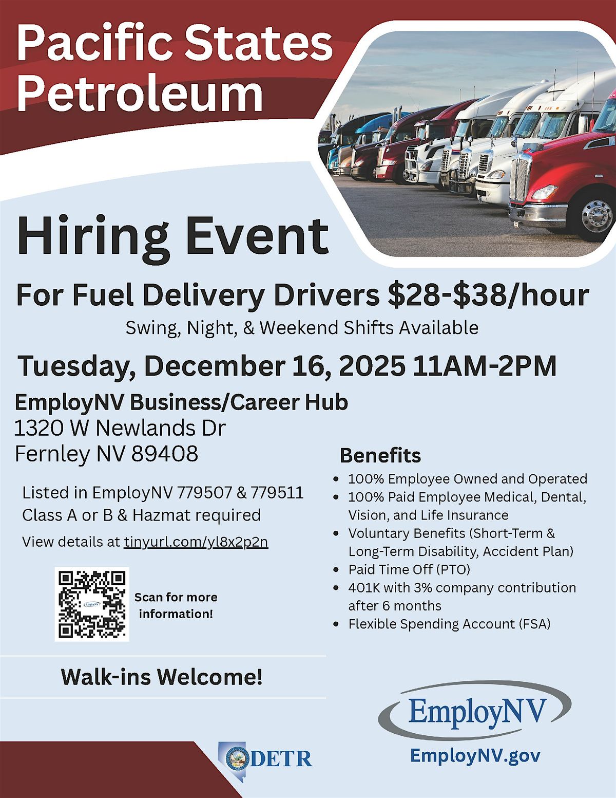 Pacific States Petroleum Hiring Event, 2 December | Event in Fernley | AllEvents