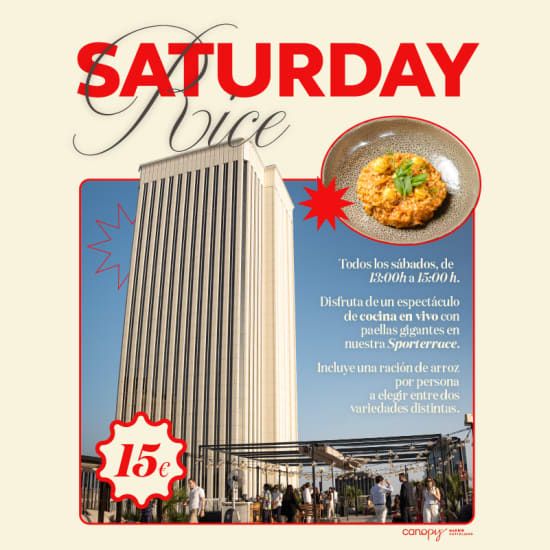 Saturday Rice en la Sporterrace de Canopy Madrid Castellana, 23 August | Event in Madrid | AllEvents