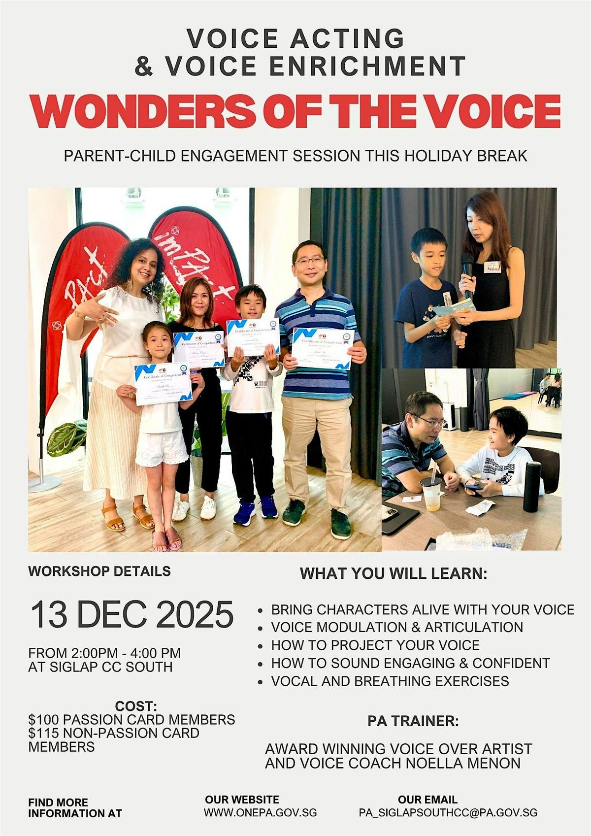 Wonders of the Voice - Parent Child engagement Session, 13 December | Event in Bedok | AllEvents