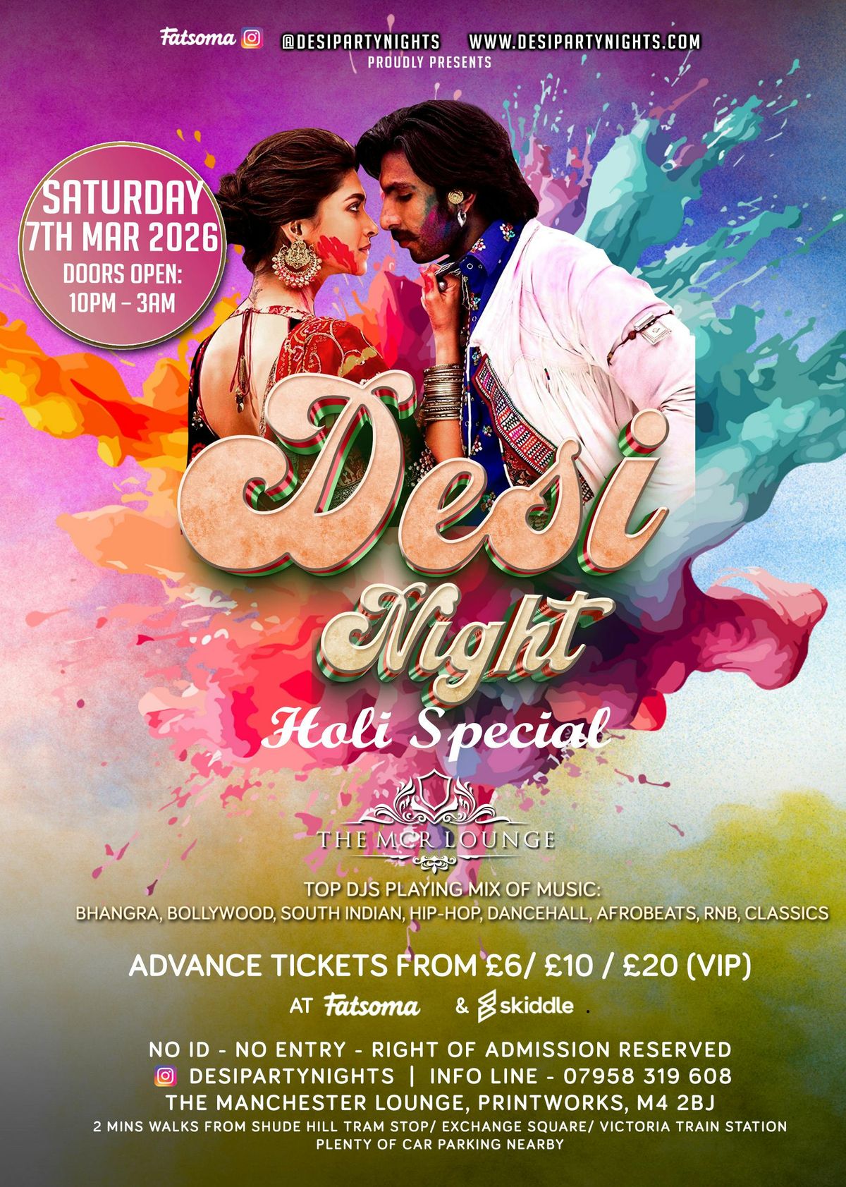 Desi Saturday Night Manchester - Holi Special