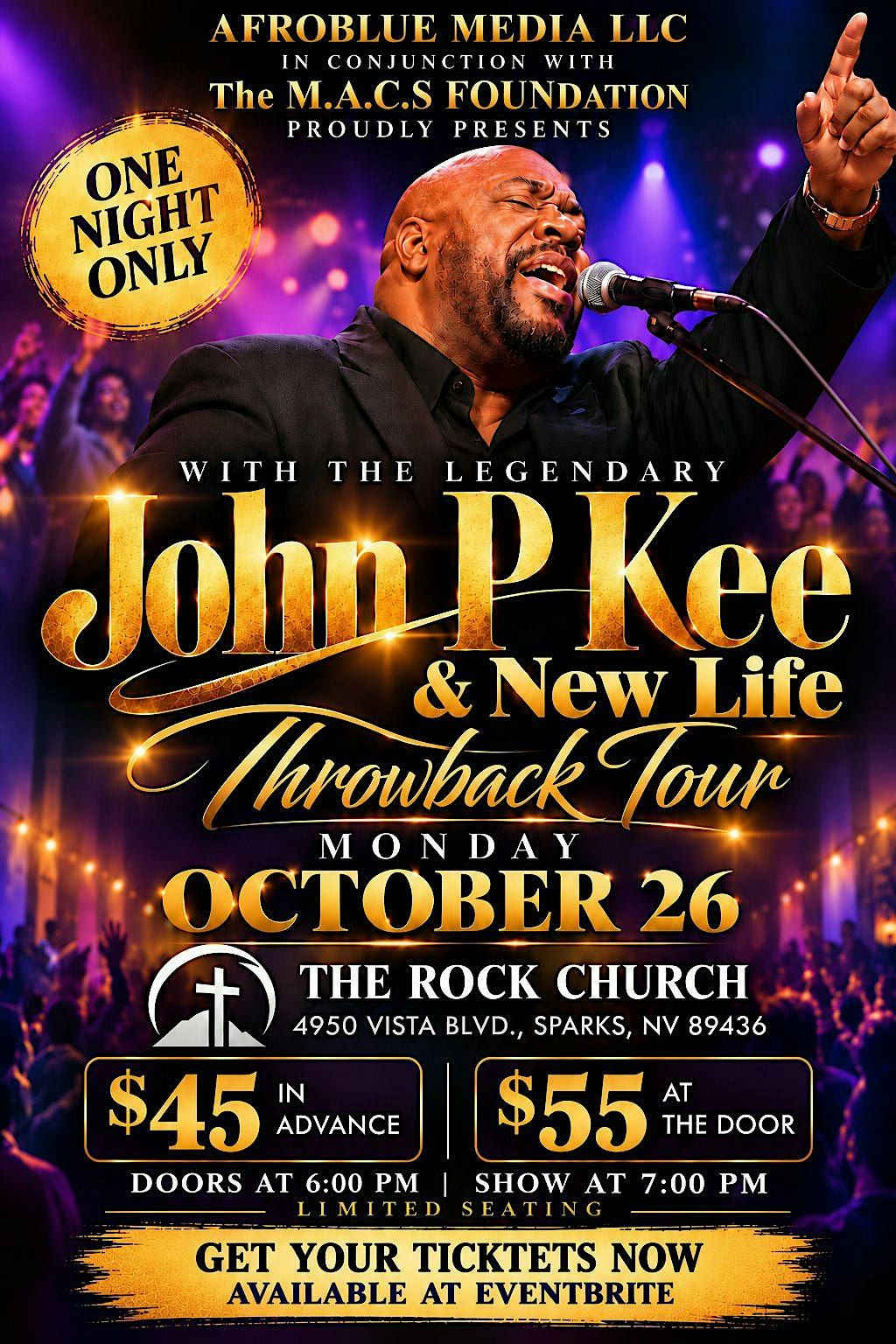 John P. Kee & New Life, The Rock Church, Sparks, 26 October 2026 ...