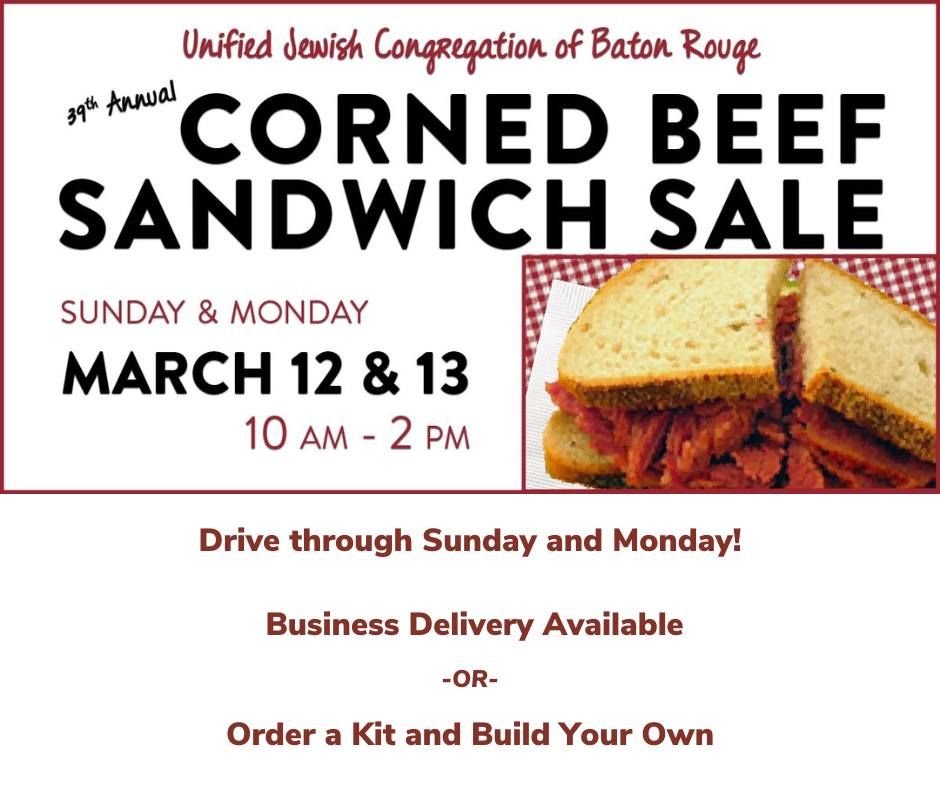 Corned Beef Sandwich Sale Monday Drive Through and Delivery, Unified