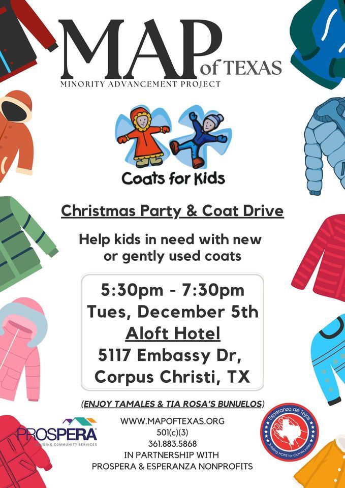 MAP Coat Drive and Christmas Party , Aloft Corpus Christi, December 5