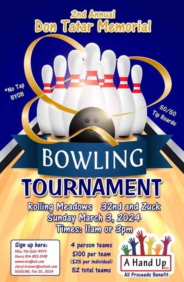 2nd Annual Don Tatar A Hand Up Erie Bowling Fundraiser, Rolling Meadow