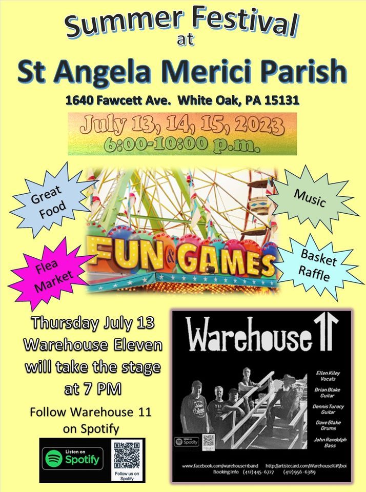 Warehouse 11 at St. Angela Merici Parish Summer Festival, St. Angela