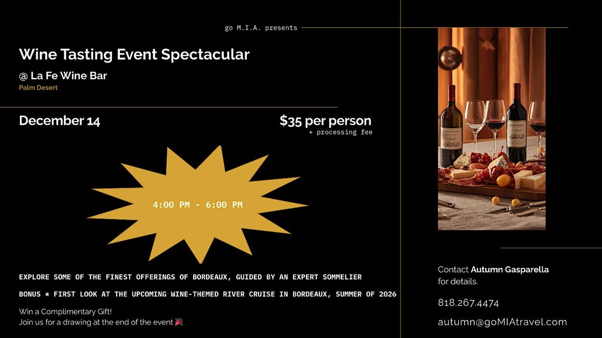 Sip, Savor, and Dream of Bordeaux, 14 December | Event in Palm Desert | AllEvents