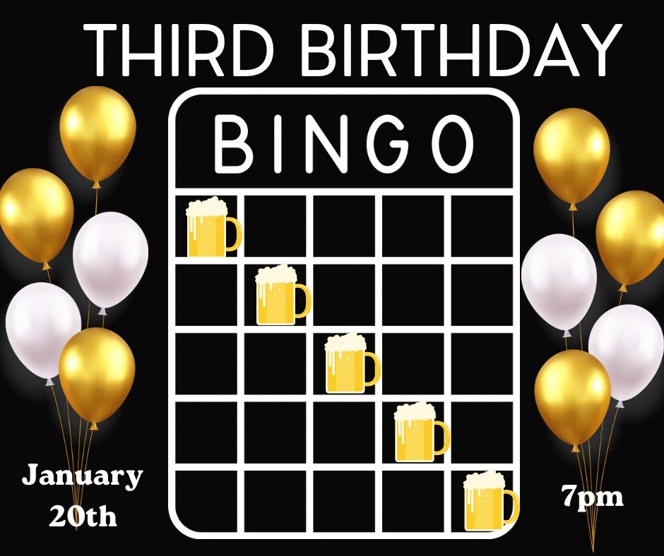 Third Birthday Bingo Bash, Upper Room Brewery, Kearney, January 20 2024