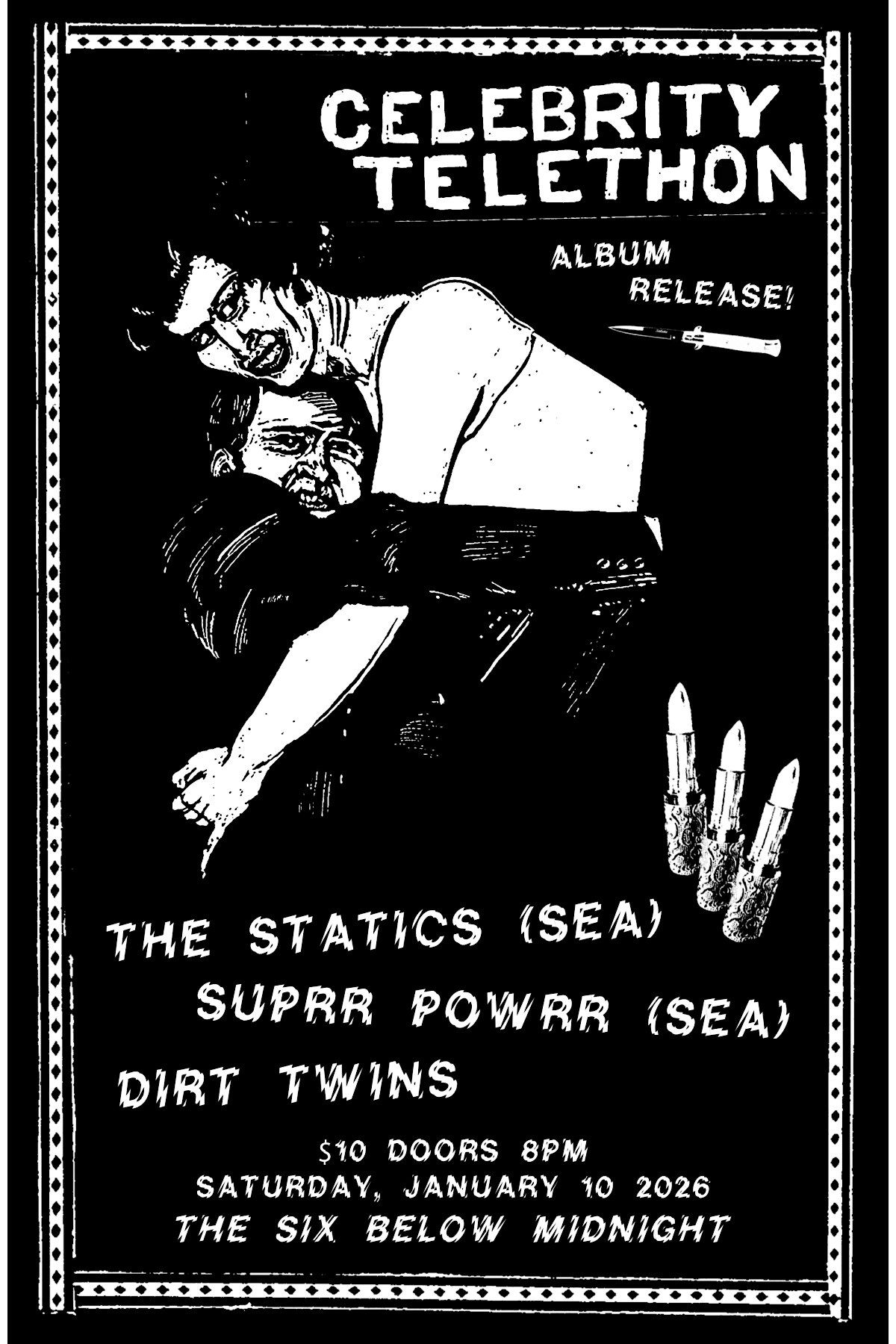 Celebrity Telethon Record Release w/ The Statics & Suprr Powrr + Dirt Twins, 10 January | Event in Portland