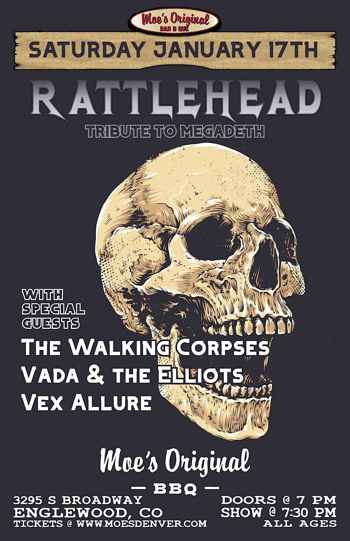 Rattlehead w/ The Walking Corpses + Vada & the Elliots + Vex Allure, 17 January | Event in Englewood | AllEvents