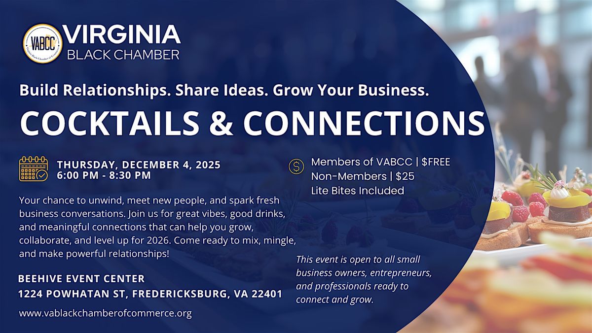 Cocktails & Connections, 4 December | Event in Fredericksburg | AllEvents