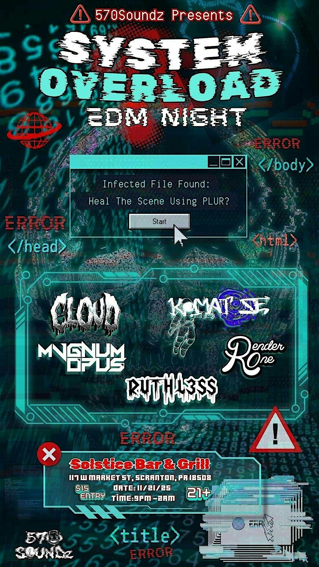⚡ SYSTEM OVERLOAD: EDM NIGHT ⚡, 21 November | Event in Scranton | AllEvents