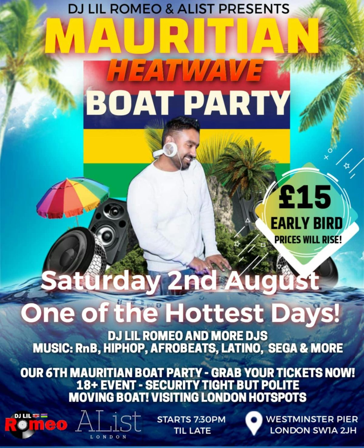 Mauritian Summer Heatwave Boat party , 2 August | Event in London | AllEvents