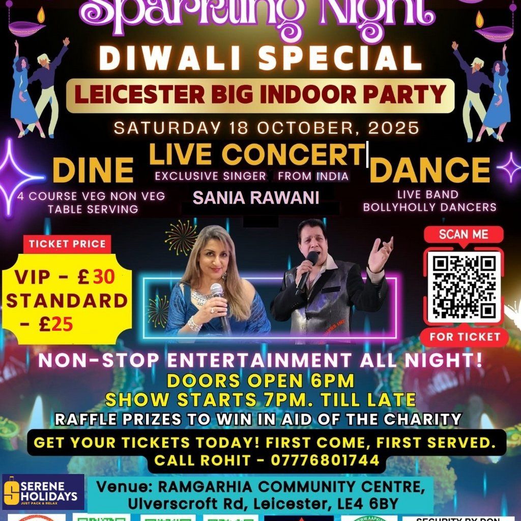 Sparkling Night Dinner & Dance Diwali Special, 18 October | Event in Leicester | AllEvents
