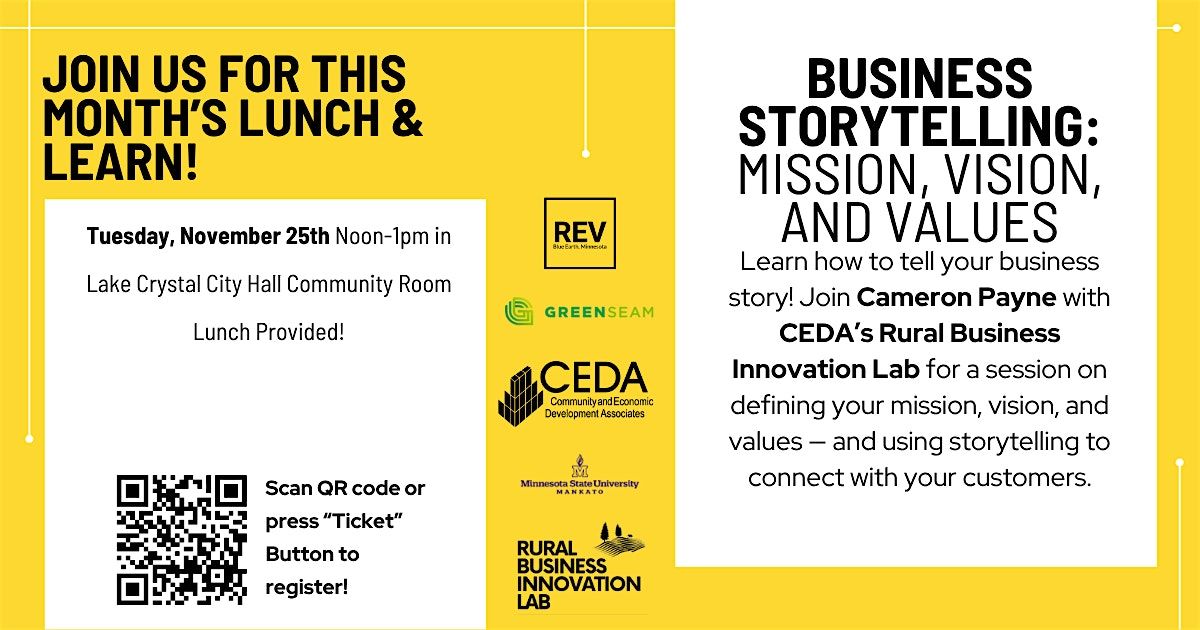 Lake Crystal Business Storytelling Workshop, 25 November | Event in Lake Crystal | AllEvents