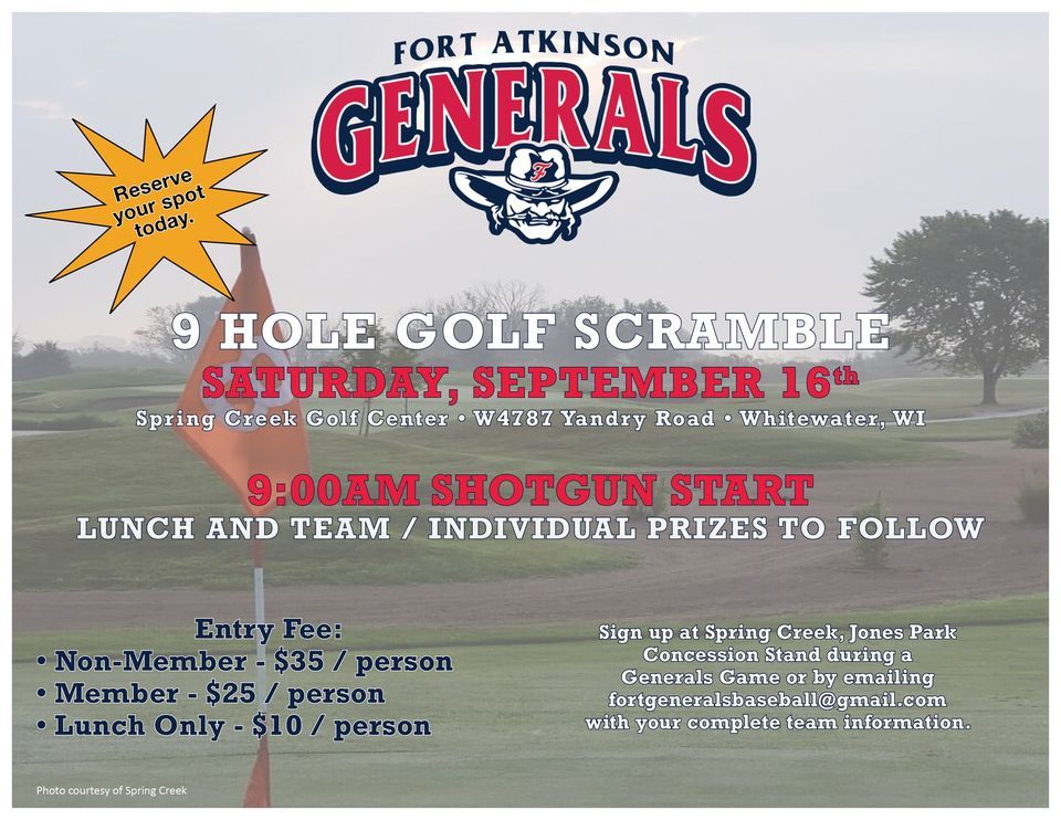 Generals Golf Outing, Spring Creek Golf Center, Whitewater, September