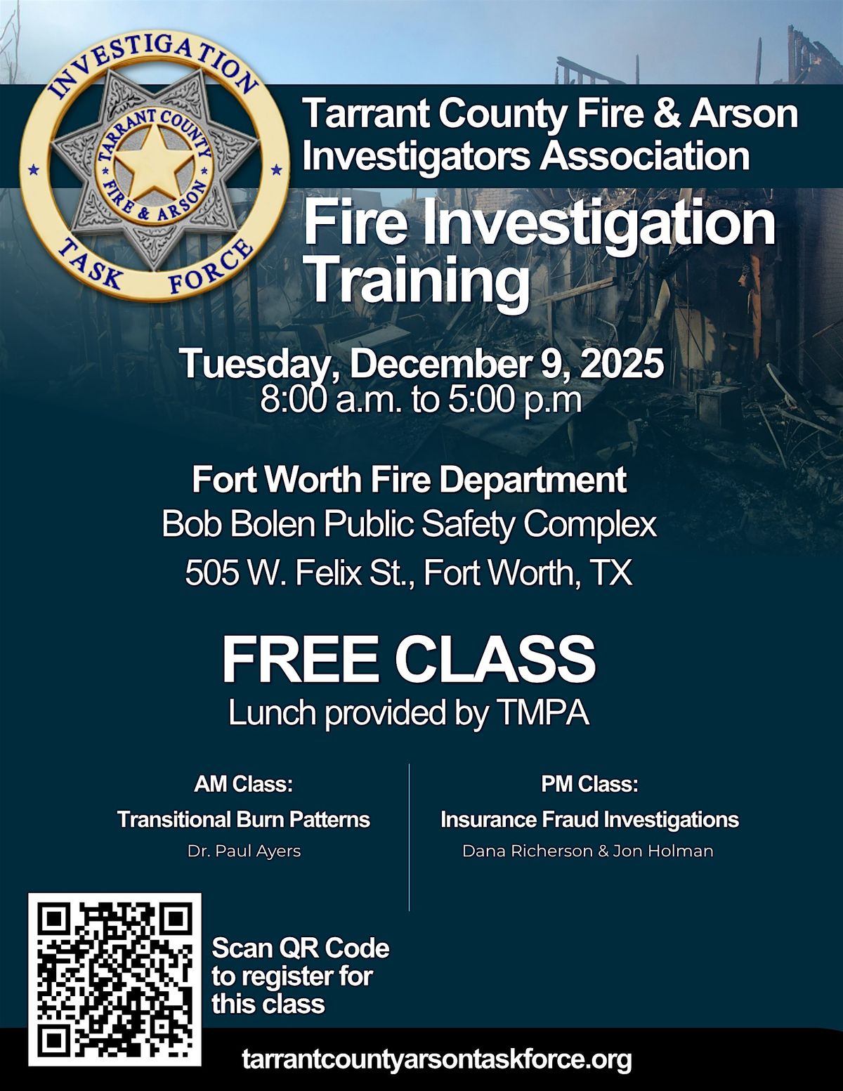 Fire Investigation Training Class, 9 December | Event in Fort Worth | AllEvents