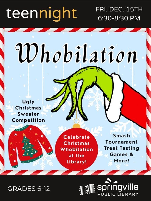 Teen Night Whobilation, Springville Library, December 15 2023