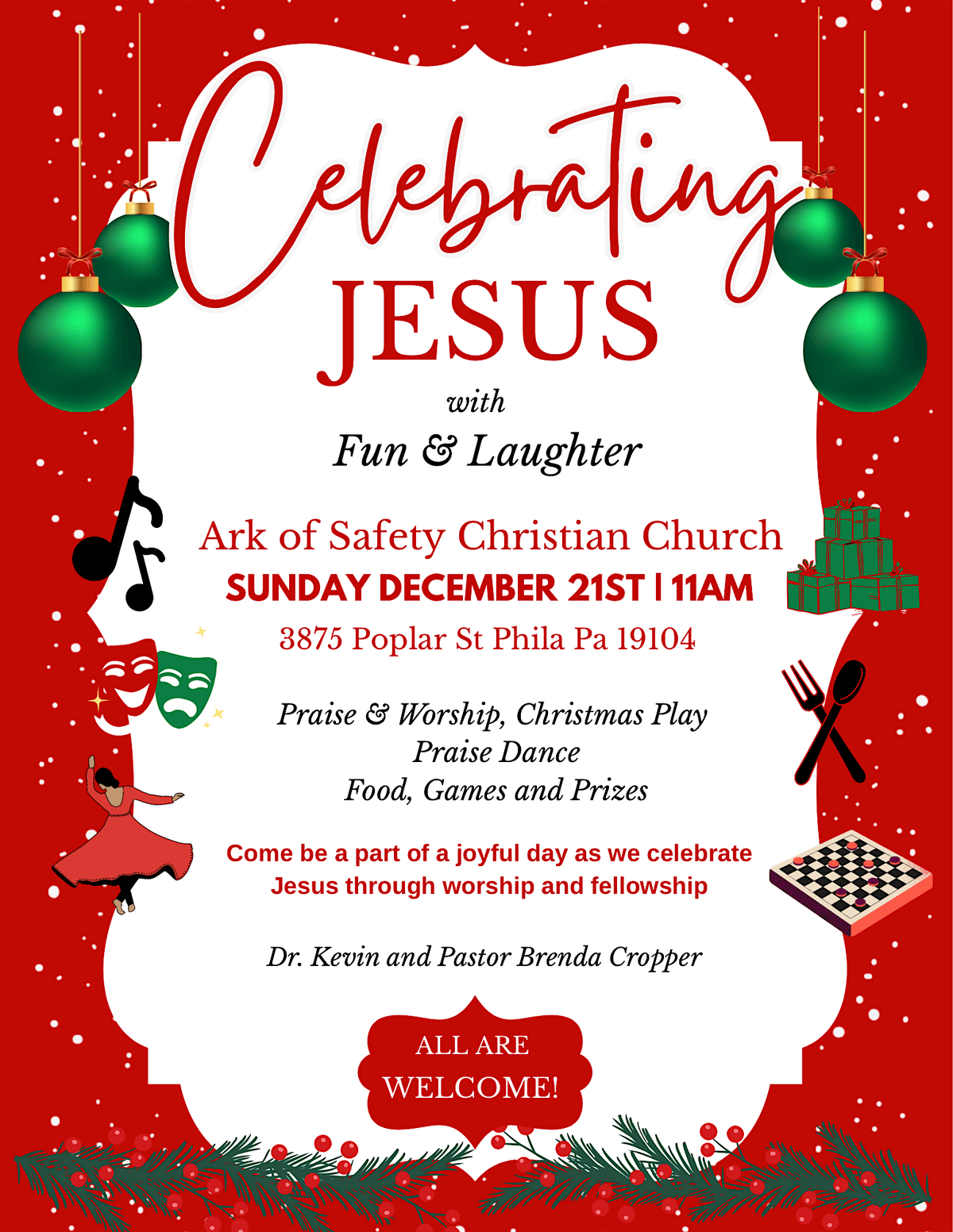 Celebrating Jesus with Fun and Laughter Service, 21 December | Event in Philadelphia | AllEvents