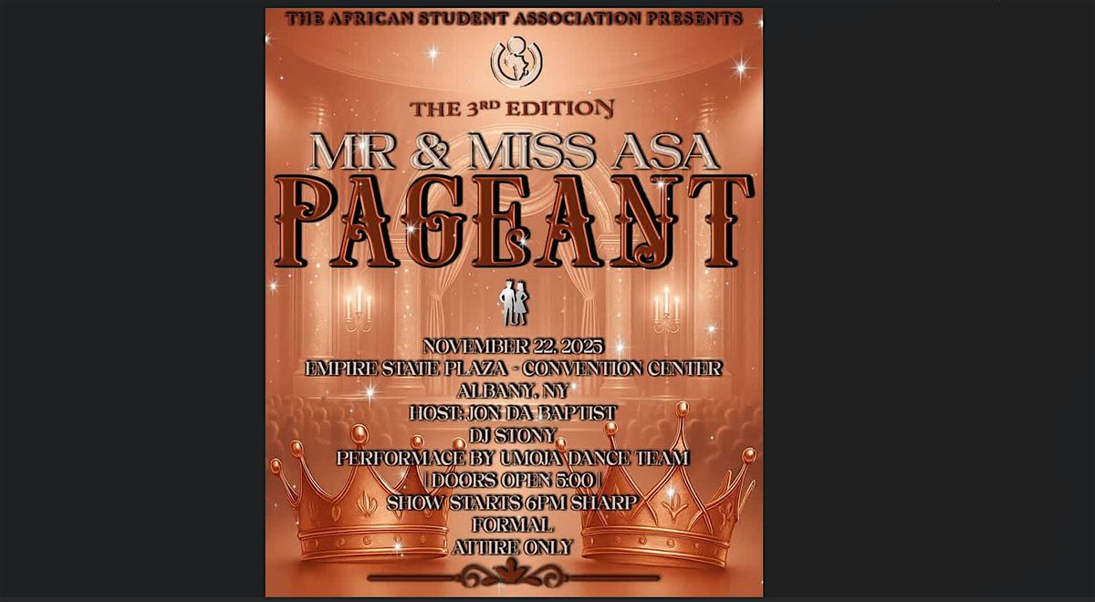 ASA 3rd Annual Mr & Miss. ASA, 22 November | Event in Albany | AllEvents
