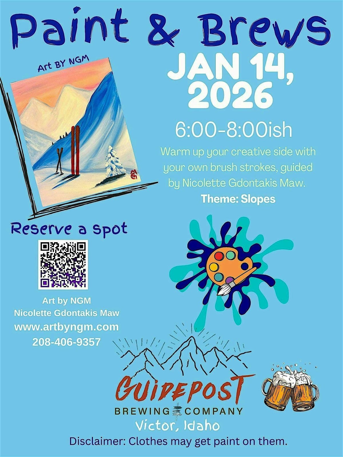 Paint & Brews @ Guidepost Brewery in Victor, Idaho